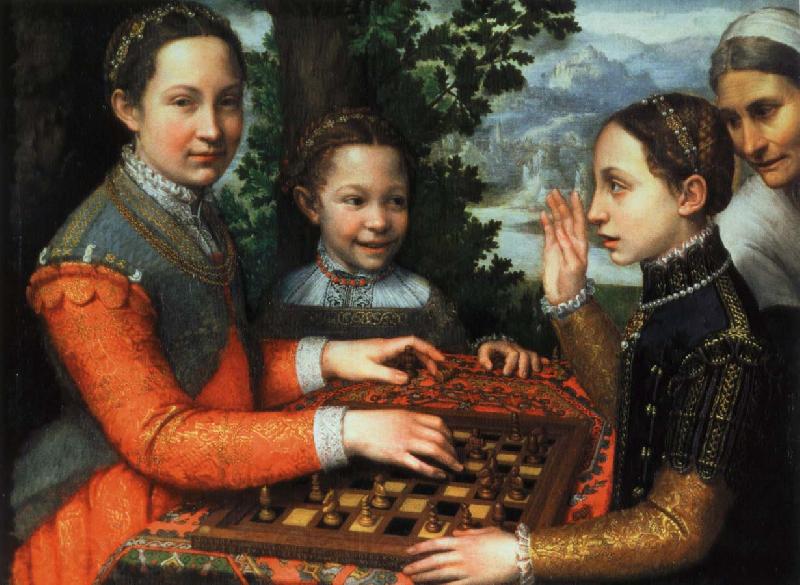 anguissola sofonisba tre schackspelande systrar Germany oil painting art